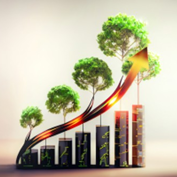 graphic showing tree growth and an arrow