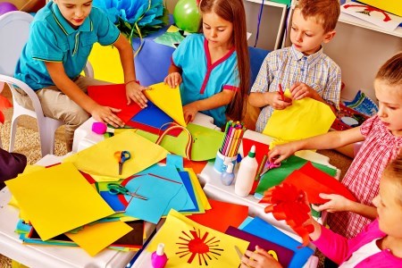 Children working on a craft