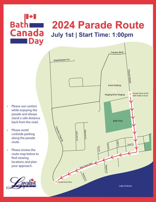 map showing route of parade