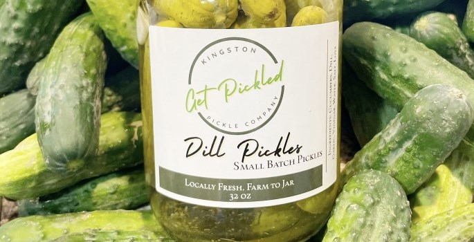 bottle of dill pickles