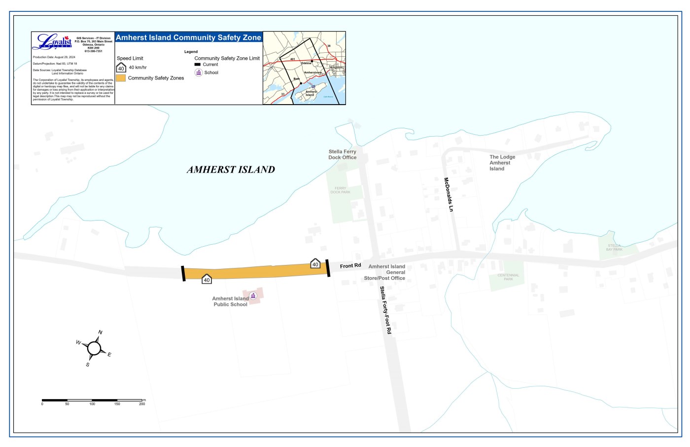 map of community safety zone in Amherst Island