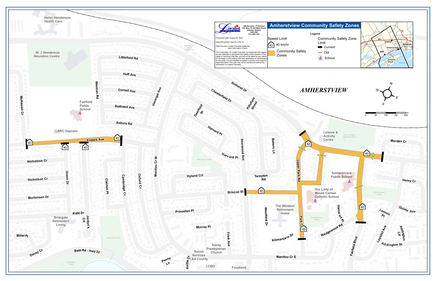 map of community safety zone in Amherstview