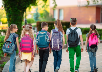 children walking to school