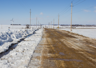 road with melting snow