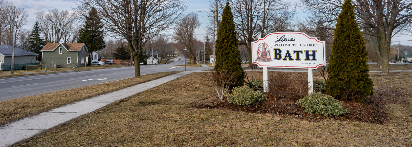 Village of Bath sign with Main Street in background